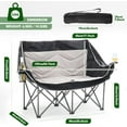 thumbnail image 2 of Foldable Double Camping Couch, Padded Loveseat with Cup Holders, Side Pockets, Wine Holder & Carry Bag for Outdoor Adventures, 2 of 6
