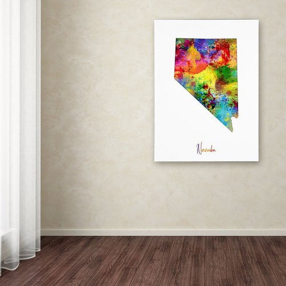 Trademark Fine Art "Nevada Map" Canvas Art by Michael Tompsett