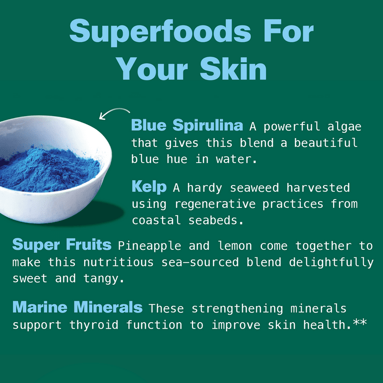 Kuli Kuli Marine Glow Organic Kelp & Blue Spirulina Superfood Powder Blend, Supports Skin Glow and Thyroid Function, 6 oz