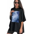 thumbnail image 4 of Plus Size Shirt for Women Black Tops for Women Short Sleeves Shirt for Women Peony T Shirt Crewneck Shirt for Women 5XL, 4 of 5