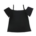 thumbnail image 1 of bar III Womens Solid Cold Shoulder Blouse, Black, Small, 1 of 2
