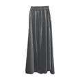 thumbnail image 4 of Summer Celebration! Elegant Maxi Skirt for Solid Color High Waist Flowy Long Skirt with Pockets Casual Comfort Stretch,Grey,S, 4 of 5