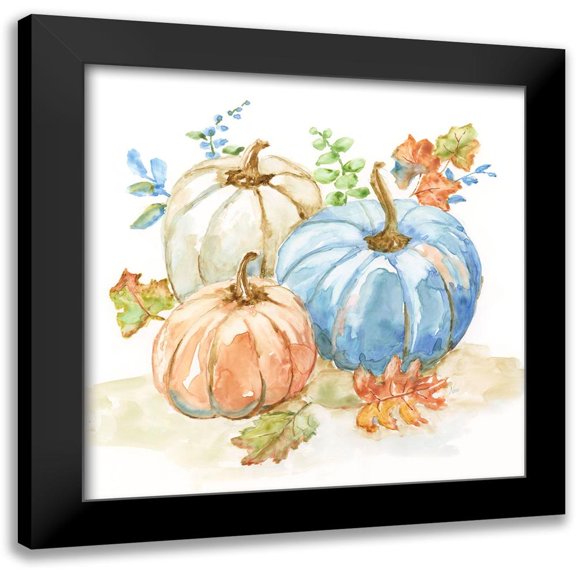Nan 12x12 Black Modern Framed Museum Art Print Titled - First Harvest Pumpkins II