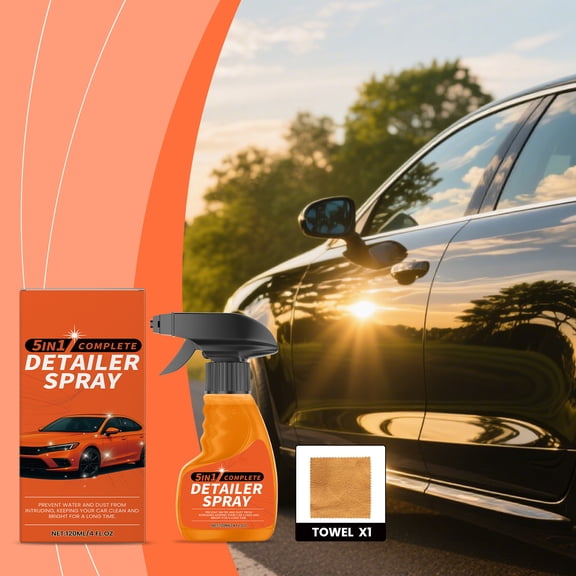 Homonth 5-In-1 Car Detailer Spray Kit 1X Care Solution 1X Microfiber Towel, All-In-One Car Cleaning Kit For Detailing Exterior Interior, Quick Shine & Protection For Vehicles