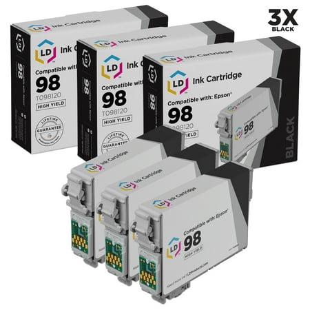 Remanufactured Replacements for Epson T0981 Set of 3 High Yield Cartridges Includes: 3 Black T098120 for use in Epson Artisan 700, 710, 725, 730, 800, 810, 835, & 837 (Best Ciss For Epson Artisan 1430)