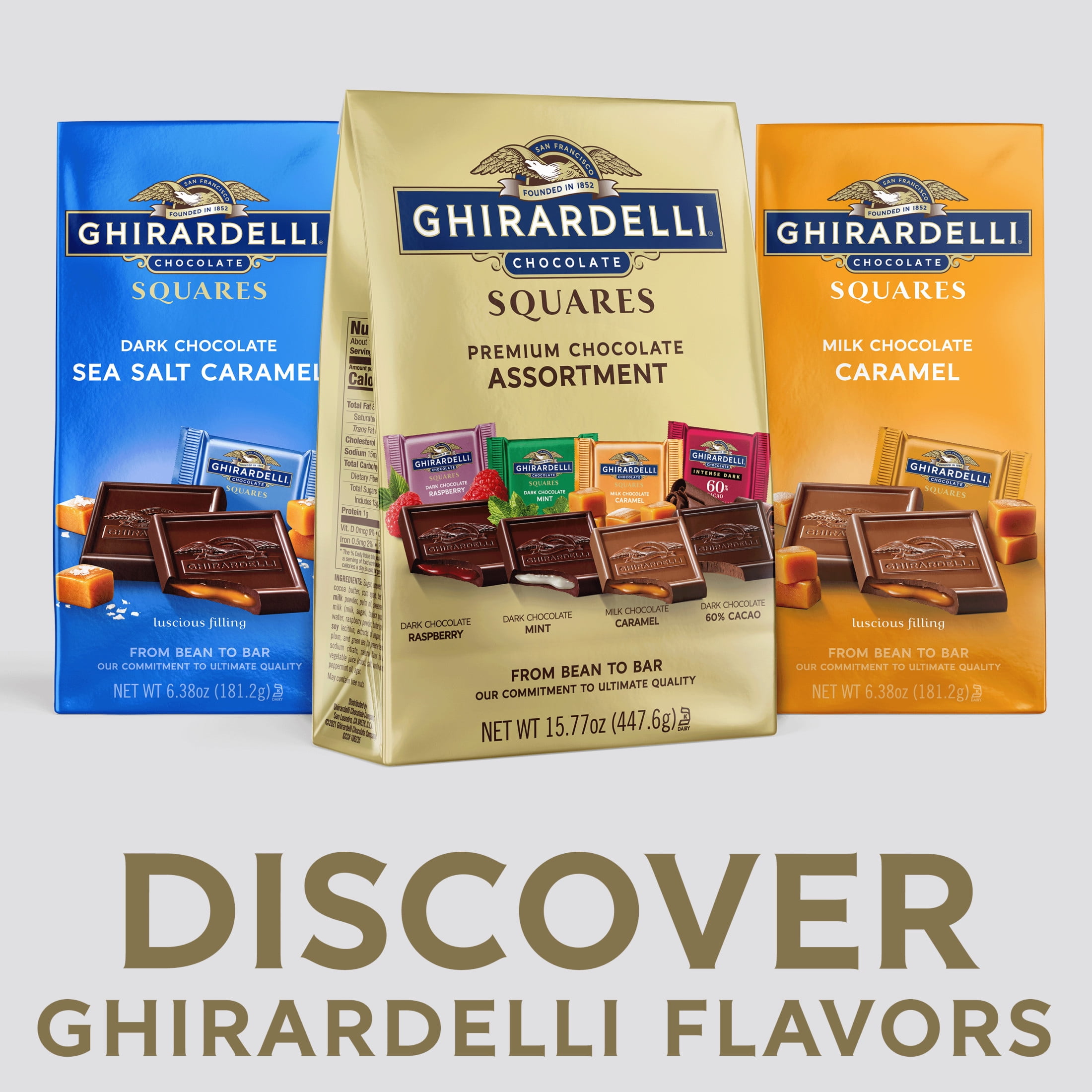GHIRARDELLI Premium Chocolate Candy SQUARES Assortment, 15.77 oz Bag