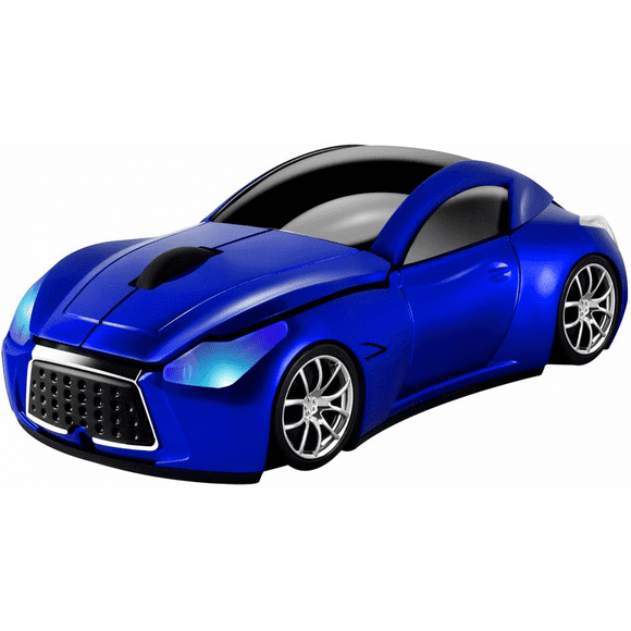 Hongkaii Car Wireless Mouse 2.4GHz Cool Sports Car Shape Wireless Mouse Optical Cordless Mouse with USB Receiver for PC Laptop 1600DPI 3 Buttons Blue DZ#422-5526