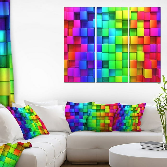 Impression sur toile « arc-en-ciel de boîtes colorées » Design Art