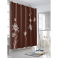 thumbnail image 3 of Fsddascl Brown White Floral Shower Curtain Set - 48" x 72" Washable Bathtub Curtain with 12 Hooks, Abstract Art Summer Botanical Waterproof Fabric Stall Shower Curtains for Bathroom/Bathtub Décor, 3 of 6