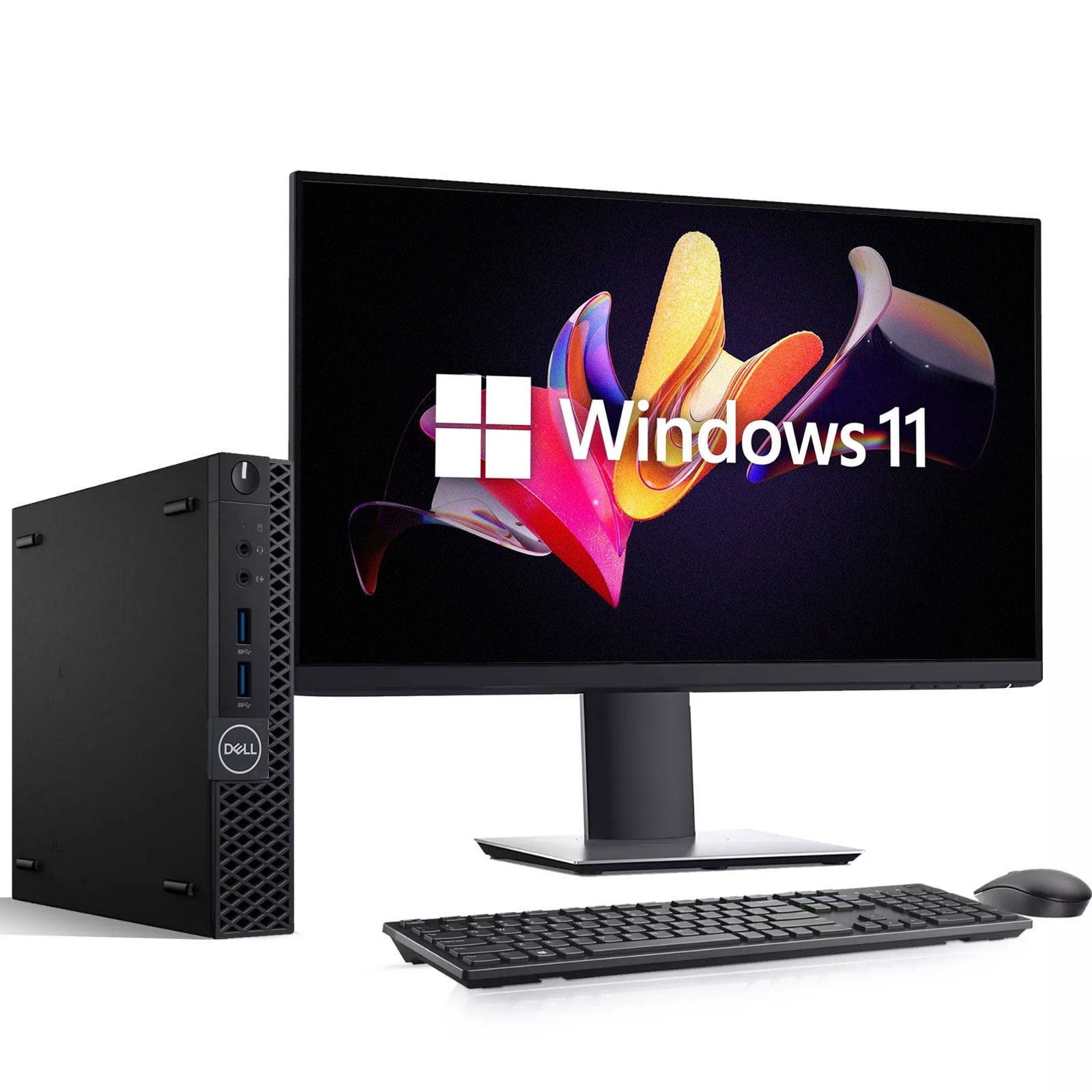 Restored Dell OptiPlex 3060 Micro Desktop Computer — Intel Core i3-8100t — 16GB DDR4 RAM — 256GB SSD — 24" Monitor — Wireless KB & M— Built-in Wi-Fi — Bussiness Desktop Mini PC — Window 11 Pro