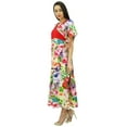 thumbnail image 4 of Bimba Womens Floral Rayon Kaftan Long Maxi Caftan Dress Night Wear Coverup, 4 of 8