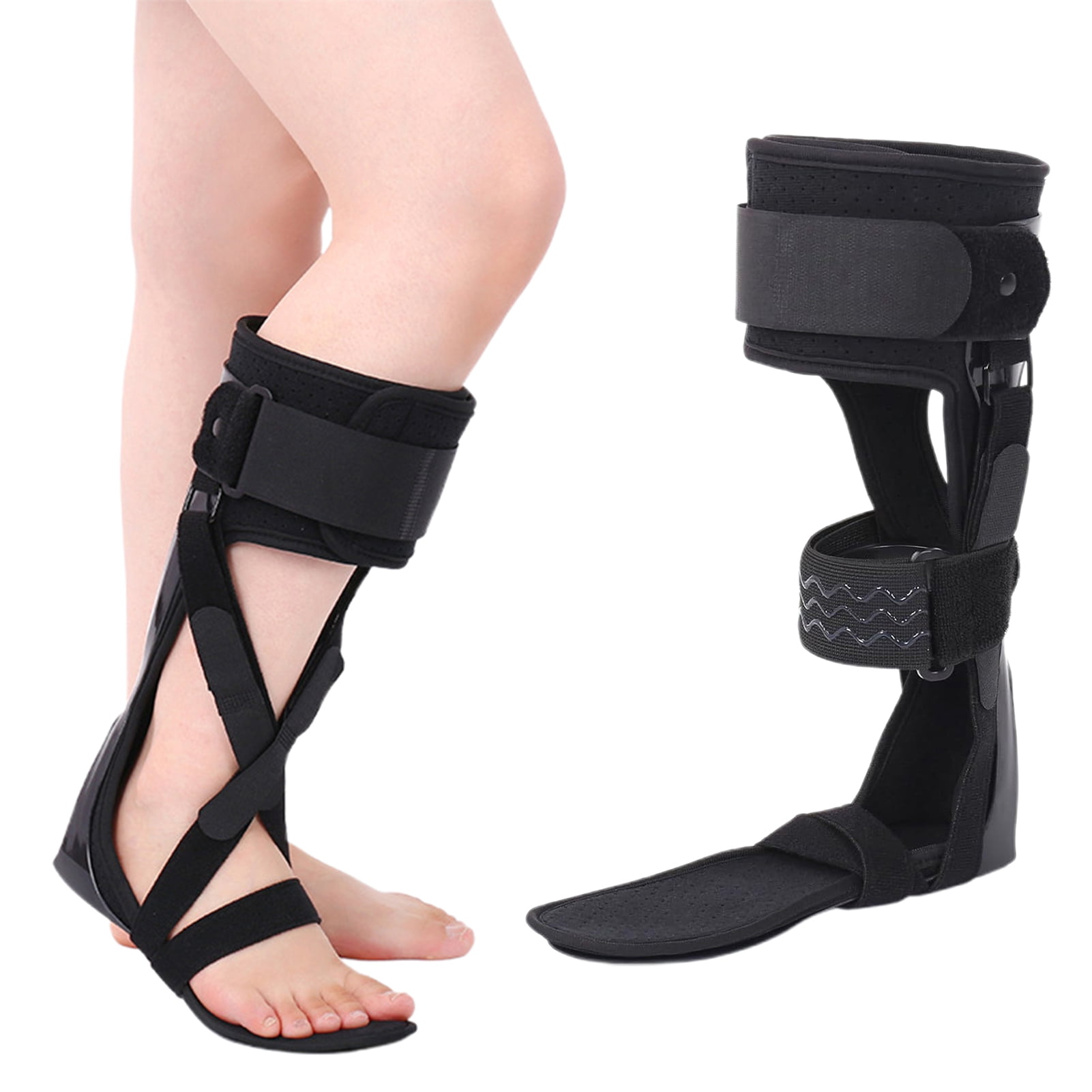 Hyasfey Adjustable Drop Foot Brace Ankle Foot Orthosis Universal Men Women Walking Instability Injury Recovery Hemiplegia Foot Drop Stabilizer Ankle Support Brace