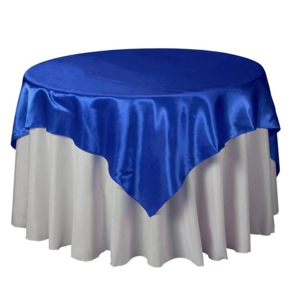 Satin Table Overlay Linen Wedding Table Cloth 72 inch Square(1 Piece) Royal Blue