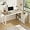 Natural, variant on 55 Inch Black Large L Shaped Office Computer Desk with Drawers, Reversible Long Corner Gaming Work Study Desk Table with Adjustable Shelves&Storage Drawers, for Home Office, Bedroom,Dark Gary