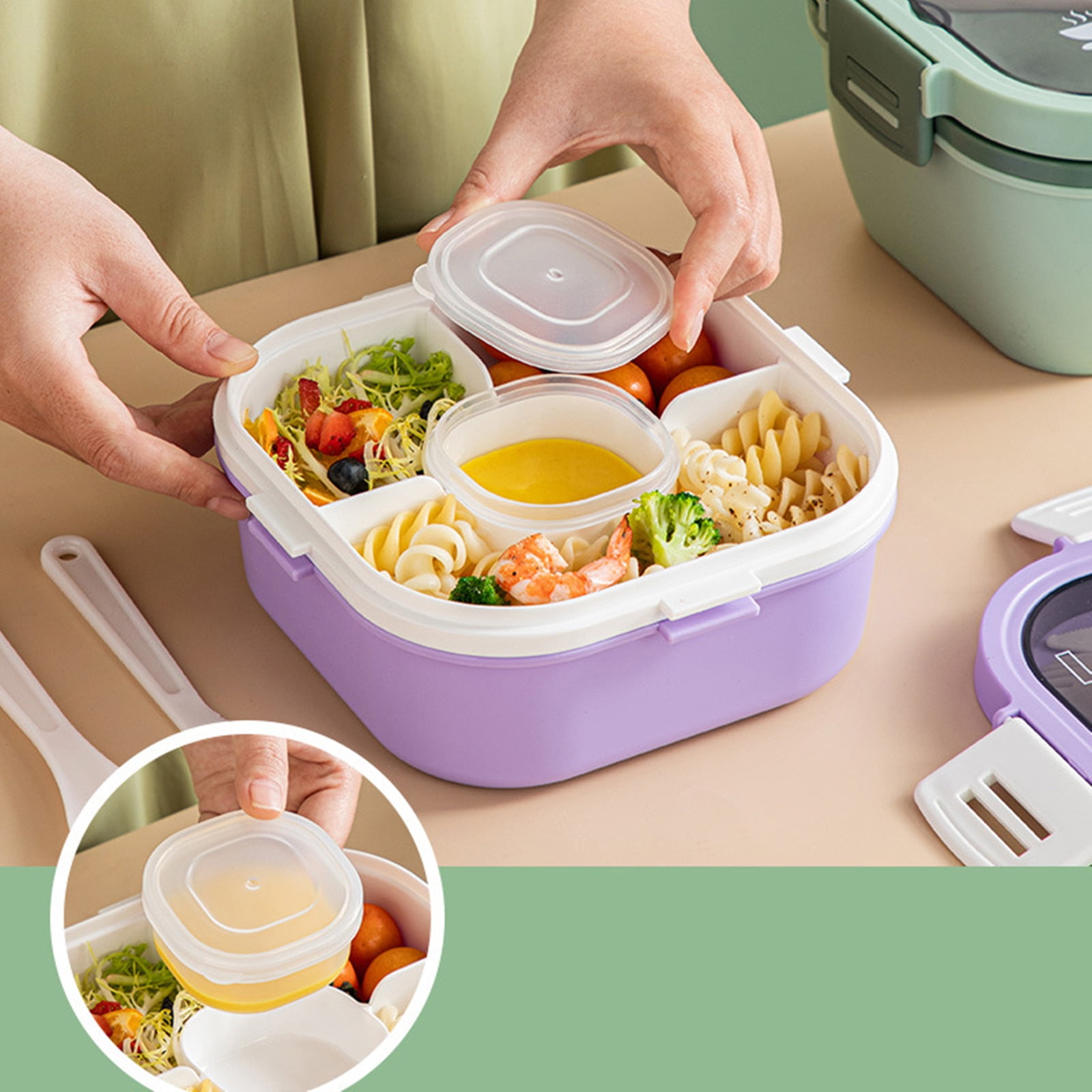 1200ML Bento Box Lunch Food Container Storage with 3 Compartment