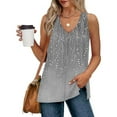 thumbnail image 3 of JTZGDY Tank Top for Women Cute Boho Floral Printed V Neck Summer Sleeveless Graphic T Shirt Tops Dressy Casual Loose Fit Cozy Tunic Blouses Gray XXL, 3 of 8
