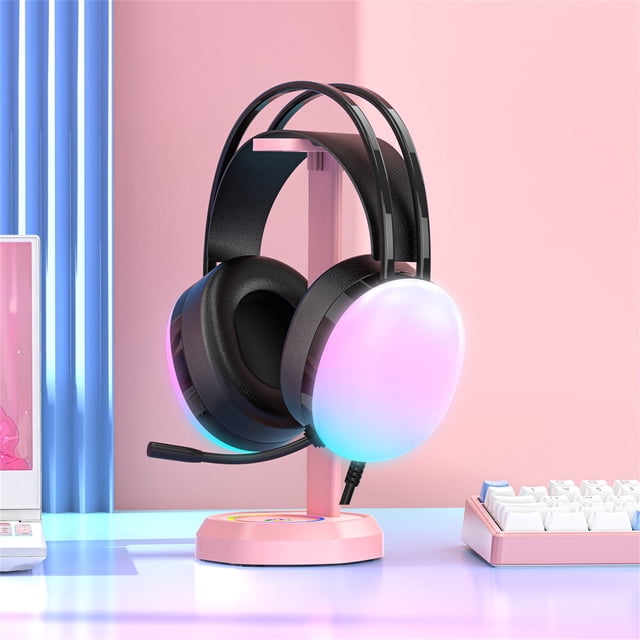 cpengpj Clearance 7.1 Surround Sound Gaming Headset For PC USB PC Headset With Noise Cancelling Mic And LED Light