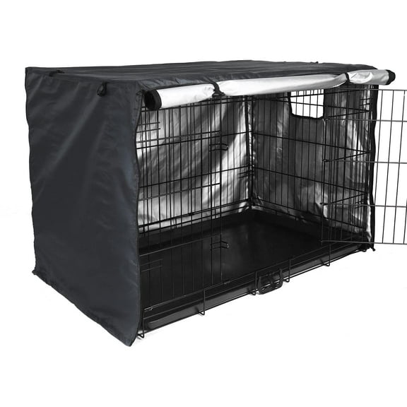 Double Door, Dog Kennel Indoor, Waterproof Dog Kennel Cover with Air Vent Window, for Indoor/Outdoor Most Wire Dog Crate(Black94*61*63.5cm)
