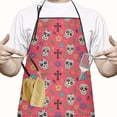 thumbnail image 2 of Red Skull Flower Cross Pattern Apron-Garden Aprons for Women with Pockets-Cotton Linen Waterproof Kitchen Cooking Gardening Aprons Adjustable for Kitchen,Cooking,BBQ and Salon 33x27 Inch, 2 of 7