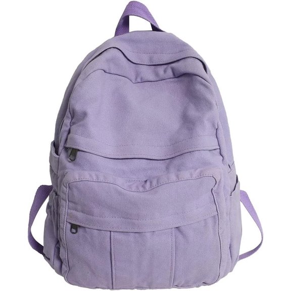 JUYGO Canvas Backpack Grunge Aesthetic Backpack for Women Solid Color Backpack Lightweight Classic Backpack Vintage Travel Daypack