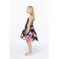 thumbnail image 5 of Girl Gypsy Uneven Bottom Hawaiian Luau Dress in Pink Black Hibiscus Vine Size 12, 5 of 5
