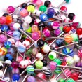 thumbnail image 1 of 50Pcs Stainless Steel Tongue Rings, 16mm Mixed Color Piercing Jewelry, Anti-Allergy, Unfading, Fashionable Body Piercing Pins, 1 of 8