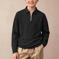 thumbnail image 6 of LUGOGNE Girls Boys Pullover Sweatshirt Quarter Zip Long Sleeve Collar Sweatshirts Kids Comfortable Fall Winter Casual School Uniform Outfits Black,12-13Years, 6 of 9