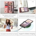 thumbnail image 4 of Feishell Durable 2- In-1 Magnetic Detachable Wallet Case for Google Pixel 9 / 9 Pro,for Women Men,Premium PU Leather Zipper Pocket Flip Multi Card Slots Purse Phone Case with Wrist Strap,Pink, 4 of 7