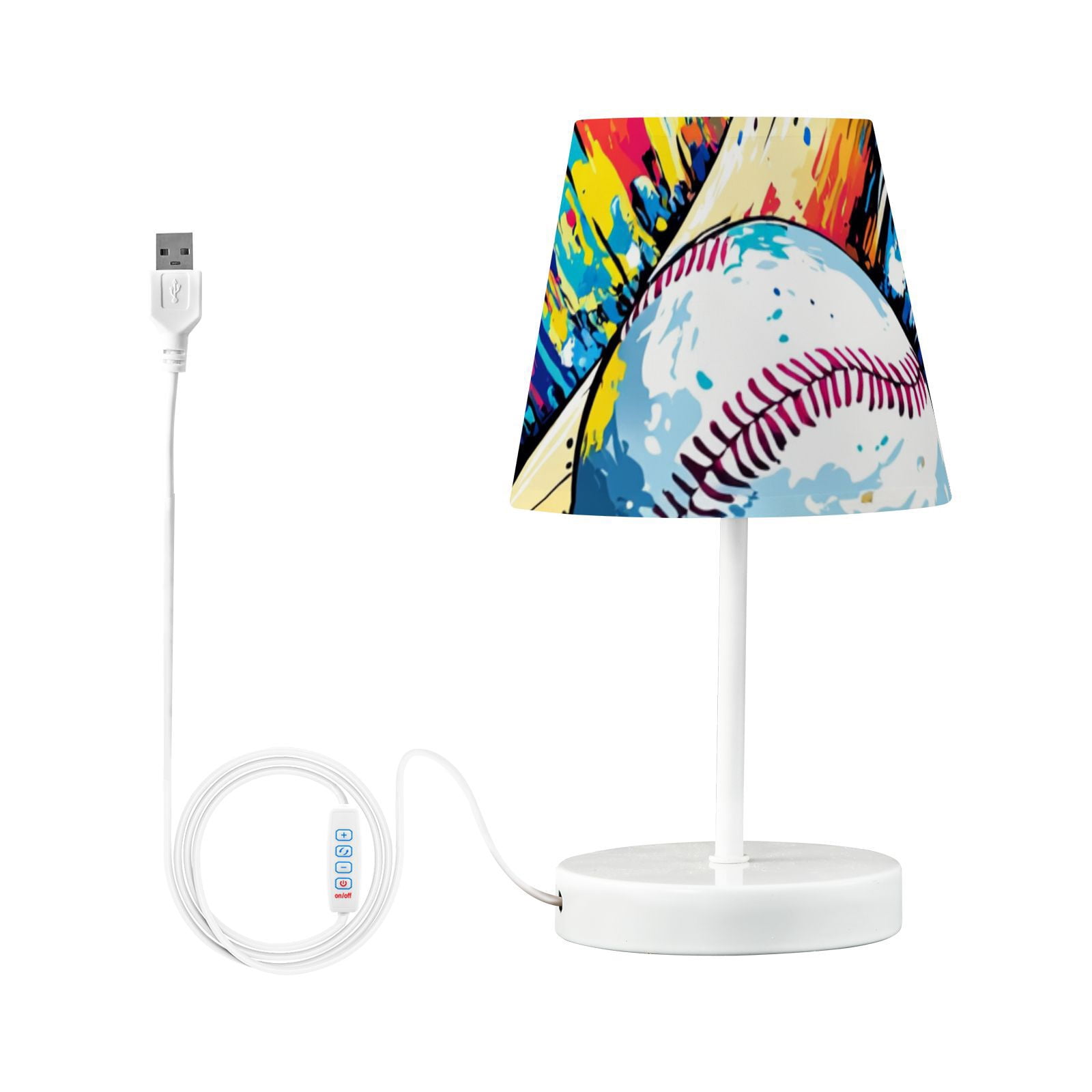 Colorful Baseball Bat Desk Lamp 3 Color Modes LED Table Lamp Nightstand Reading Light for Bedroom Living Room