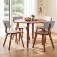 thumbnail image 2 of Costway 5 PCS Dining Table Set with 4 Padded Dining Chairs, Circle Dinner Dinette Table Gray & Walnut, 2 of 9
