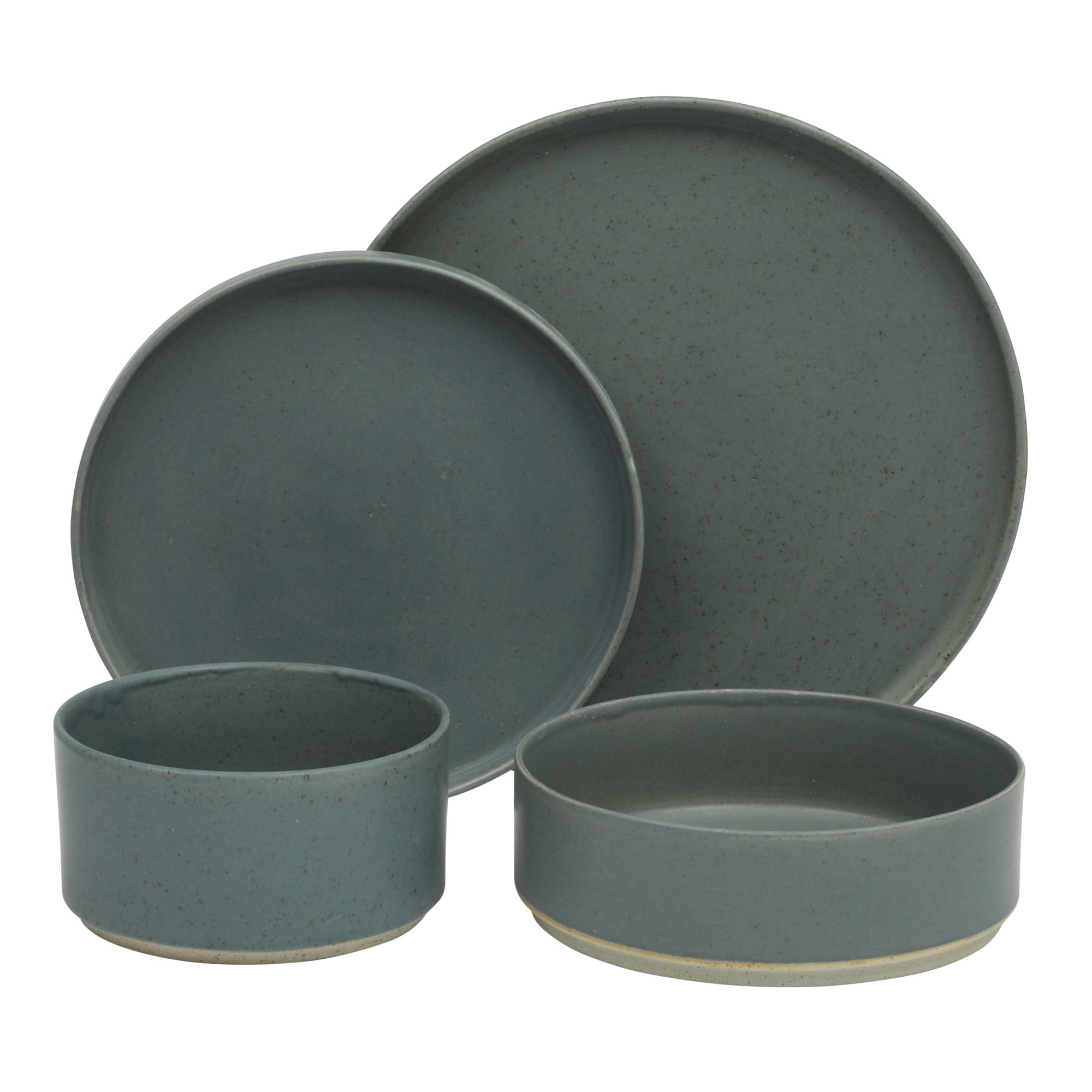 Gibson Elite Tatum Premium Porcelain 16 Piece (Service for 4) Plates and Bowls Dinnerware - Blue