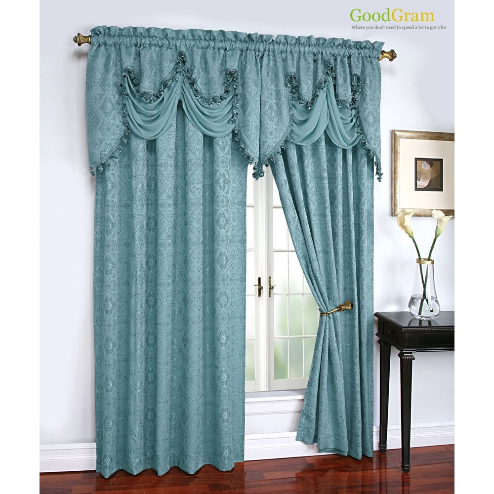 Portofino Raised Jacquard Complete Window Curtain & Onion Fringed