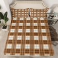 thumbnail image 2 of Homewish Classic Geometric Plaid Twin Sheet Sets,Modern Geometric Twin Fitted Sheet,Brown Grid Flat Sheet For Boys Kids,Super Cozy Room Decor,3pcs, 2 of 7