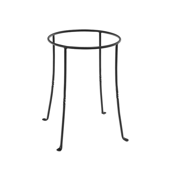 Achla Designs 18"H Black Powdercoat Finish Wrought Iron Indoor Outdoor Ring Plant Stand, Patio Garden Accent