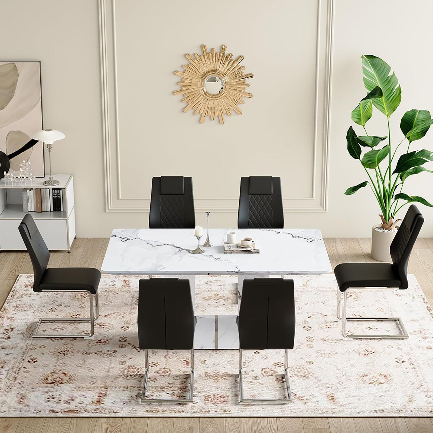 Table+6 Black Chairs