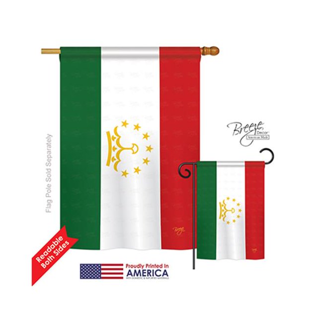 Breeze Decor 08276 Drapeau de Maison Impression Verticale Double Face Tajikistan - 28 x 40 Po.