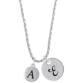 thumbnail image 1 of Delight Jewelry Silvertone Capital Letter - A - Pebble Disc - Silvertone Script Initial Disc - E - Charm Necklace, 20"+3", 1 of 4
