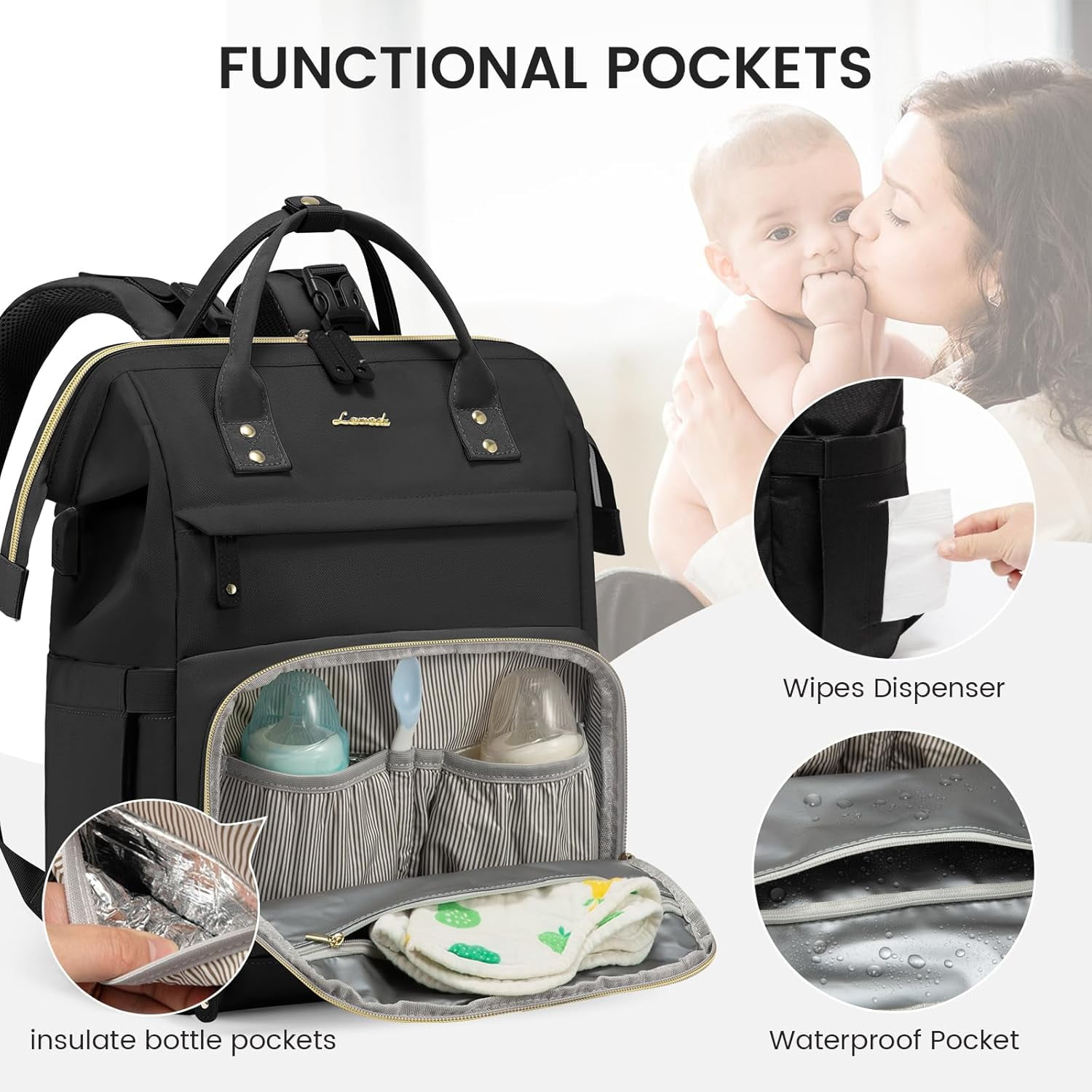 Lovevook Diaper Backpack,Large Diaper Bag Mummy Bag for New Mum Daddy,Convenient Work Travel Baby Bag for Office Mummy and Travel Essential Baby Shower