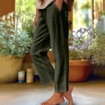 thumbnail image 2 of EDFBUYKRS Female Women Pants Casual Womens Tall Pants 32 Inseam Womens Daily Elastic Waist Workout Trousers Solid Long Pants Loose Casual Pockets Trousers M, 2 of 5