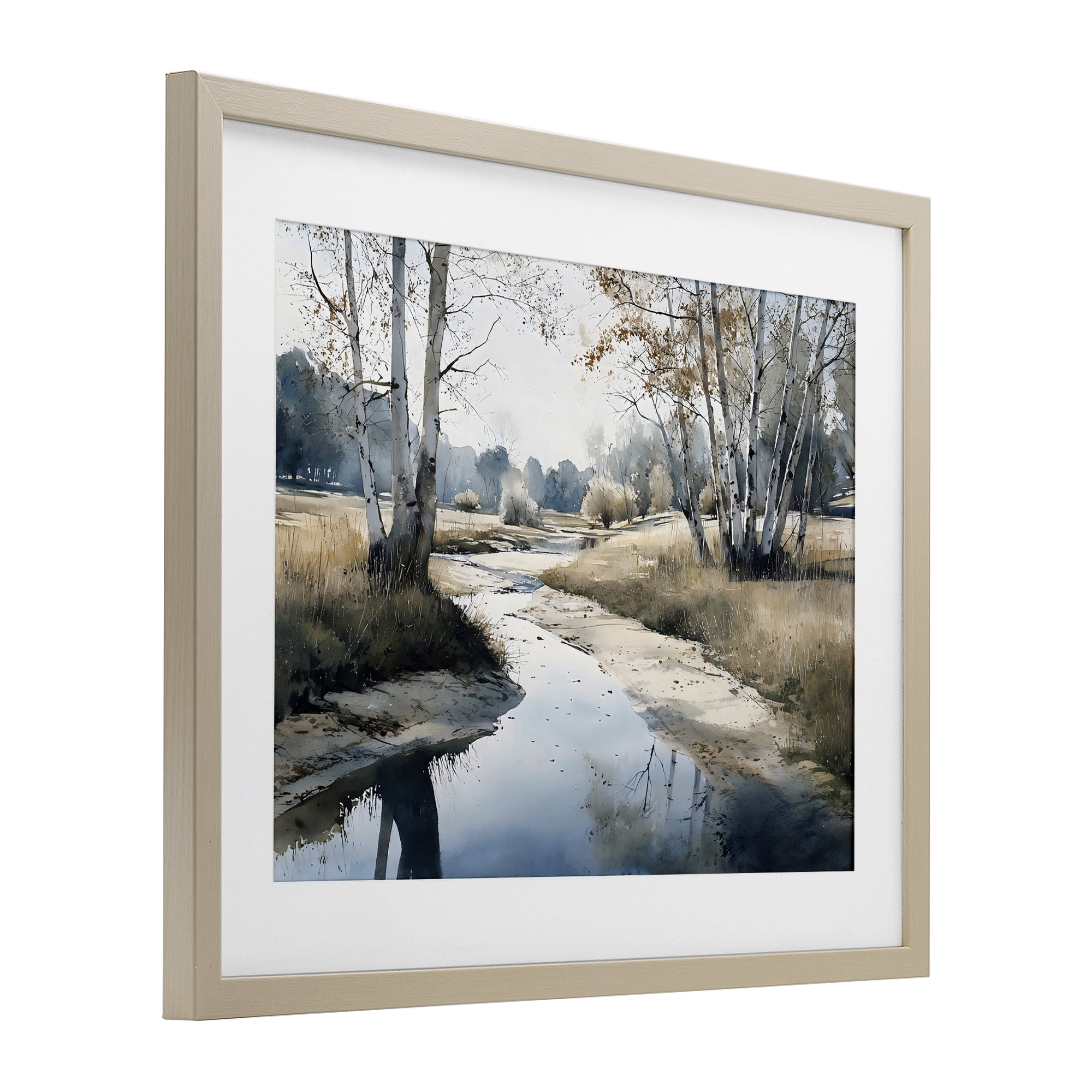 Stupell Industries Birch Tree Creek in Autumn Birch Framed Print Under Glass, design by Franklyn Gregory