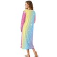 thumbnail image 2 of SEANATIVE Women's Housecoat Soft Cozy Sleepshirt Button Front Nightshirt Long Sleeve Indoor Home Bedroom Dress Long Length Sleepwear Comfortable Loungewear, M, Rainbow Mermaid Scale Print, 2 of 7