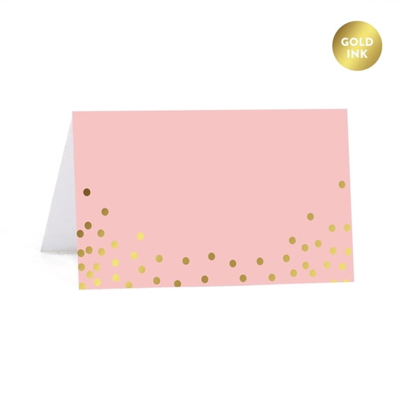 Koyal Wholesale Wedding Table Tent Place Cards Blush Pink Gold Confetti 20-Pack