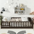 thumbnail image 2 of Miniyam Twin Size Toddler Floor Bed with Fence, Espresso, 2 of 8