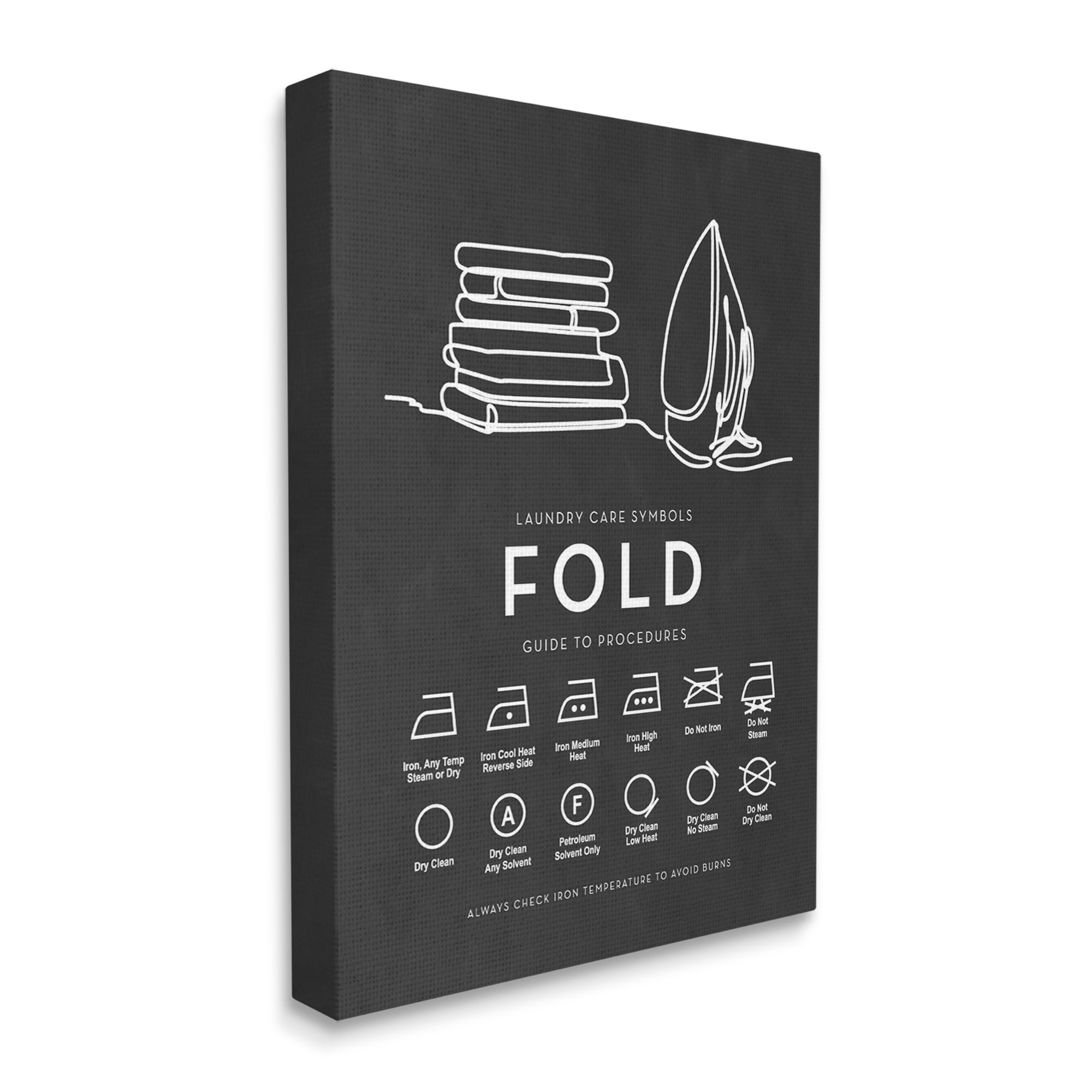 Stupell Industries Laundry Diagram Symbols Chart Ironing Folding Guide Graphic Art Gallery Wrapped Canvas Print Wall Art, Design by Lettered and Lined