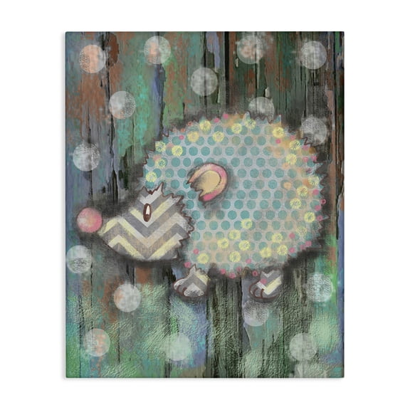 Stupell Industries Farmhouse The Kids Room by Stupell Distressed Woodland Porcupine Canvas Art, 30 x 40, by Reesa Qualia