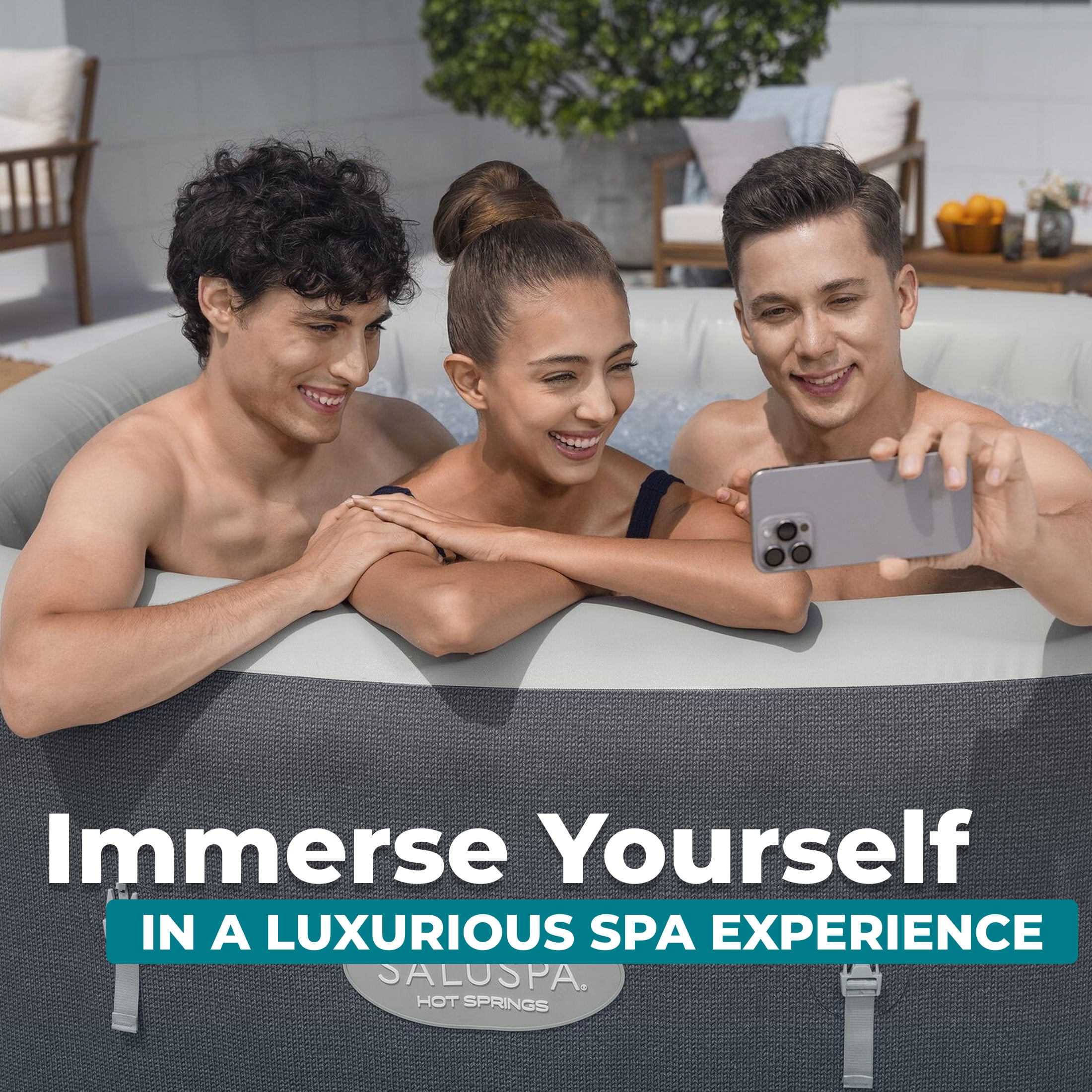 Bestway SaluSpa Hot Springs Energy-Efficient Smart AirJet 4-6 Person Inflatable Hot Tub with App-Control