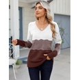 thumbnail image 3 of Zeagoo Womens Sweaters Fall Casual Long Sleeve V Neck Shirts Lightweight Crochet Ribbed Knit Pullover Tops, 3 of 6