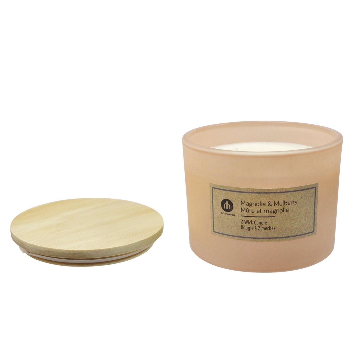 Hometrends 12oz Magnolia & Mulberry Scented 2-Wick Frosted Jar Candle