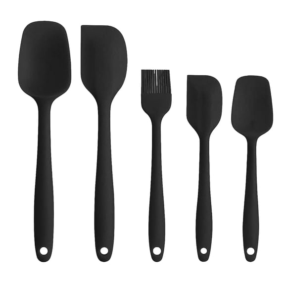 Silicone Spatulas, Small Rubber Spatula Seamless One Piece Design Heat Resistant Non-Stick Flexible Scrapers Baking Mixing Tool (5 Pieces),black,black，G103635