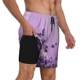 thumbnail image 2 of Balery Lavender Roses Arrangement Bañador para hombre, shorts de playa de secado rápido con entrepierna y forro de compresión-Medium, 2 of 6